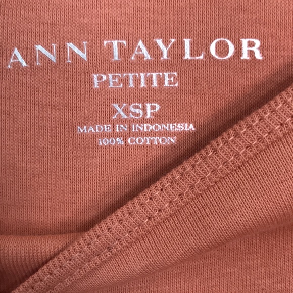 Ann Taylor Petite Ballerina Neck Cotton Stretch Top - Orange. Size XSP. NWT - Picture 6 of 6